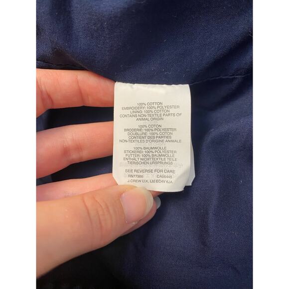 J.Crew Navy Blue White Bell Short Sleeve Fringe‎ Polka Dot Shift Dress Size 8 - Picture 6 of 7